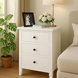 UrbonArts Solid Sheesham Wood Bedside Table in White Finish | 3 Drawer Nightstand for Bedroom & Living Room | Modern Wooden Side Table for Storage & Decor | No Assembly Required (White)-16