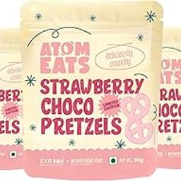 Atom Eats | Strawberry Pretzels (Pack of 3) - 30g Each | Mini Salted Pretzel Knots | Luxurious Strawberry Flavoured , Elegant Swirls - Perfect Gourmet Snack for Coffee, Wine, and Desserts - Imported Gift Quality-16