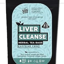 The Tea Trove Liver Cleanse Tea Bags (30 counts) – Fatty Liver Detox Herbal Tea blend of Milk Thistle, Dandelion Root, Ginger, Fennel, Peppermint & Turmeric - 60g-28