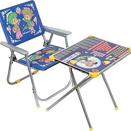 Babyjoys Multipurpose Metal Study Table & Chair Set for Kids 1-4 Years – Durable, Height Adjustable Children’s Desk and Chair Combo (Blue)-6