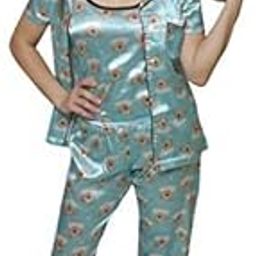 Women 5 Piece Satin Animated Printed Nightsuit Set-image-40