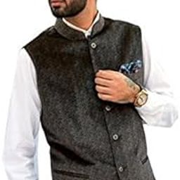 Printed Velvet Slevesless Men's Waistcoat Nehru Jacket Style 4 Colours for Party Weeding Or Formal Wear-7