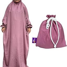Islamic Prayer Dress for Women - Free Size, Muslim Dress with Hijab, Jilbab/Niskarakuppayam/Namaz Khimar/Prayer Clothes Niqab Khimar, Islamic Premium Clothes, Lavender Color-image-22