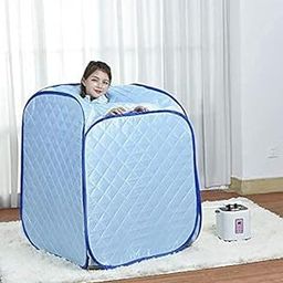 POWEREST Acupressure Body Slim Home Mini Steam Sauna Room Easy Use Best Foldable Portable Corded Electric Steam Sauna Tent, Waterproof Sauna Steam Bath Machine, Use for Men and Women (Silver)-image-7