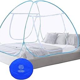 ROYAL SHAZAR Mosquito Net Flexible for Double Bed, King Size, Queen Size | High Density Poly Ethylene Adults Washable Foldable Machardani- Blue-image-1