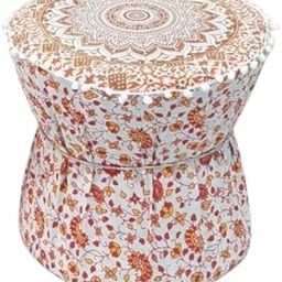 POSHMANDALA Embroidery Work Bamboo Mudda Cover Muddy Stool Ottaman Pouffes Patio Chair Footstools Cover Size 17x18 Inches Set of 1 Pieces (ONLY Cover)-image-63