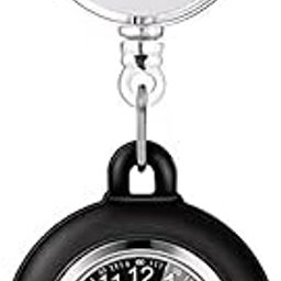3X Retractable Nurse Watch for Nurses Doctors, Clip-on Hanging Lapel Nurse Watch Silicone Cover Brooch Fob Pocket Watch Badge Reel-image-12