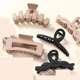 5 Pack Assortment Large Claw Clips Hair Clips for Women Thick Hair, Multi-Styles Matte Non-slip Hair Clips,Strong Hold Jaw Clip Valentines Day Gifts Neutral and Black-image-76