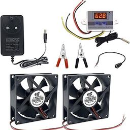 Electronic Spices HW-W3001 220V AC 1500W Digital LED Display Temperature Controller+12V DC 3-inch Cooling Fan (2pcs)+12V AC-DC Power Adapter+ Crocodile Clips+Female DC Jack-Combo-picture-15