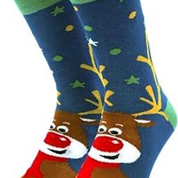 Christmas Reindeer Sock Edition for Men - Cute Quirky Reindeer Edition (Material: Combed Cotton | Color: Green,Blue | Free Size | Regular Length)-picture-38