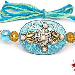 Floral Rakhi for Brother with Tilak Material & Greeting Card-image-56