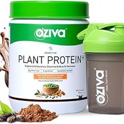OZiva Bioactive Plant Protein supplement (Chocolate with Shaker) | 25g Protein,5.5 BCAA| Pea Isolate| Plant based Protein Powder for Women & Men | Essential Amino Acids| Vegan, Sugar free, 500g-image-16