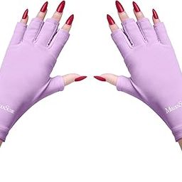 MelodySusie UV Protection Glove, Professional UPF50+ UV Protection, Gel Nail Lamp Glove, Purple, M-image-5