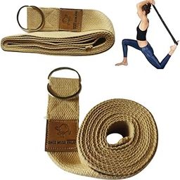 Gjay Ecom Zone 8 Feet Length Cotton Yoga Strap/Yoga Belt Stretch Bands with Extra Safe Adjustable D-Ring Buckle,Durable and Comfy Best for Daily Stretching,Physical Therapy,Fitness (Biscuit Color)-5
