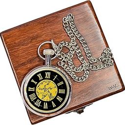 Brass Pocket Watch 2" with Wooden Box | Nickel Finish-image-40