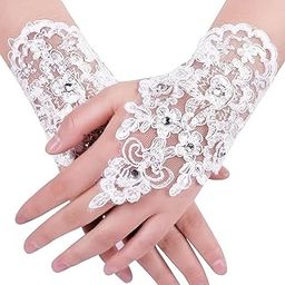 bridal white gloves for women's white gloves perfect for weddings sequence lace and formal occasions Ideal for brides, formal outfit -1 pair-image-64