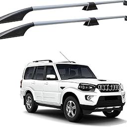 SHOPONE - Stylish Roof Rails (Drill Free) in Rocket Curve Design in Silver Colour with Both Legs in Black for Scorpio-picture-4