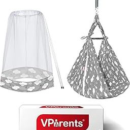 VParents Sunny Baby Swing Cradle with Mosquito net and Spring (Grey)-image-58