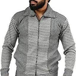 Men Zipper Thick Fabric Woolen Winterwear Full Sleeve Collar Neck Zip with Side Pockets Jacket/Sweater (Design Zipper-Coin Grey-40 Size)-picture-12