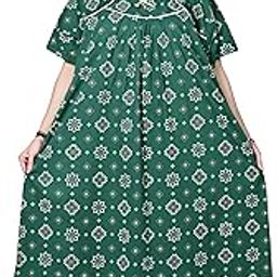 Plus Size Cotton Nighty for Women | 5XL-10XL | Full Gheer Flared Gown | Soft Breathable Sleepwear | Stylish Printed Nighty-image-86
