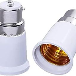 LJL Traders B22 to E27 Screw Base Socket Lamp Holder Light Bulb Adapter -2 Piece | Polycarbonate & Brass | White-16