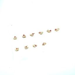 Traditional Gold Plated Nosepin Combo – 5 Pairs with Pink & White Stones | Traditional South Indian Design for Women-image-101