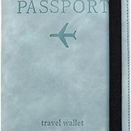 Slim Leather Travel Passport Wallet Casual Solid Credit Card Holder Money Wallet ID Multifunction Documents Flight License Purse - Sky Blue……-53