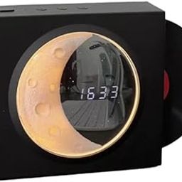 Wireless Speaker Decoration Modern Vintage Speaker ABS 12 Hours Playtime 3 Connection Modes with Moon Star Night Light for Office (Black)-15