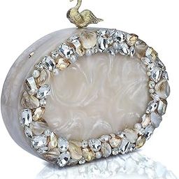 Resin Clutch For Women Daily Use Crystals & Mother of Pearl Work Elegant Bridal Clutch Bridesmaid Gift Party Handbag Stylish Purse for Wedding-image-48