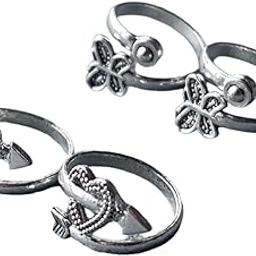 Women & Girls Metal Fancy Glossy finish Toe Ring Adjustable Bichiya/Leg Finger Ring-Combo-2 (A_C_P_110729_Silver)-image-63