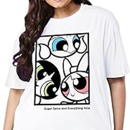 Official Cartoon Network Merchandise Powerpuff Girls Women's 100% Cotton Graphic Print Oversized Fit Round Neck Plus Size T-Shirt-image-22