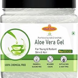 Khadi 100% Pure & Natural Aloe Vera Skin & Hair Gel, 100% Herbal, 400g, with Vitamin E & Natural Emollients, Paraben Free 400gm With Vit B3, E And Pro-Vit B5-0