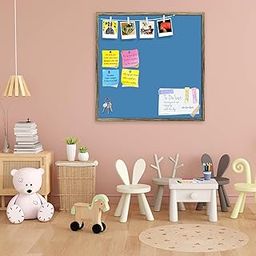 ArtzFolio Blues & Cyans Family Steel Blue Colour | Bulletin Board Notice Pin Board | Vision Soft Board Combo with Thumb Push Pins & Sticky Notes | Antique Golden Frame | 24 x 24 inch (61 x 61 cms)-12