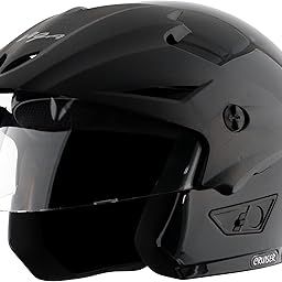 Vega Cruiser ISI Certified Lightweight & Compact with Peak Open Face Helmet for Men and Women with Clear Visor(Black, Size:L)-23