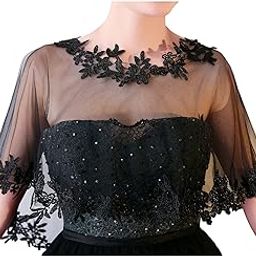 Women Lace Wedding Shawls Wrap Bridal Embroidered Shrug Bolero Cape Shoulder Covers Up Evening Prom Party Dress-20