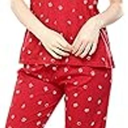 Women's Cotton Cactus Printed Night Suit Set Of Top & Pajama Set 5293-image-81