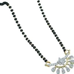 Gold Plated Designer Mangalsutra | 18 Inch Short Chain | American Diamond Pendant | Wedding-image-67