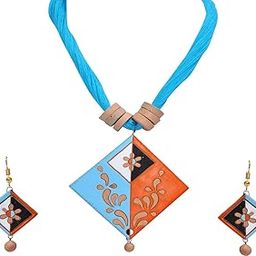 Blue Terracotta Strand Necklace Set for Women-image-52