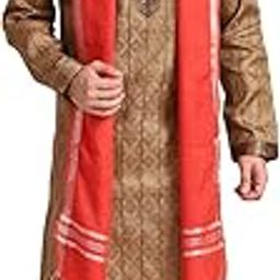 Men's Red Linen Dupatta for Kurta/Sherwani/Achkan-image-11