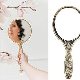 PELO Mirror for Travelling Purpose Hand Mirrors for Men and Women - Golden 20 Gram Pack of 1-12