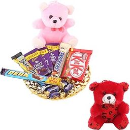 SFU E Com Delecious Chocolate Hamper With Cute Teddy Bear | Valentine Teddy Bear With Chocolate Combo | Valentine Chocolate Hamper | 004-67