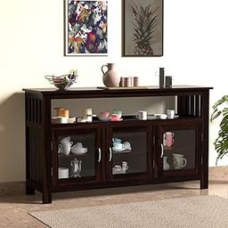 Craftswood Kitchen Cabinets with Glass Door, Kitchen Cabinet Storage Racks, Dining Room Furniture, Sideboards Cabinet, Kitchen Unit Crockery Unit Cabinet,Chest of Drawers,Walnut-image-12