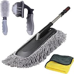 Autofy Car Microfiber Duster & Rim Tyre Cleaner Brush & 800 GSM Microfiber Cloth Car Cleaning Brush for Car Cleaning Car Accessories (Pack of 4) Car Cleaning Combo-image-33