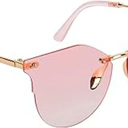 Fashion Rimless Cateye Sunglasses for Women, Vintage Alloy Metal Frame, UV400 Protection Frameless Gradient Mirror Lens-image-26