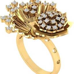 Gold Plated Pure 925 Sterling Silver Floral Ring | Diamond Ring for Women and Girls | Model RSY00379-image-82
