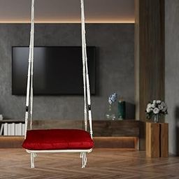 Patiofy Hanging Hammock Swing with Red Cushion - Indoor & Outdoor, Living Room, Balcony & Garden-image-26