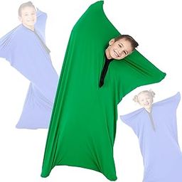 OUTREE Sensory Body Sock for Kids, Full Body Sock Provides Deep Pressure Input, Relaxing Sensory Toys for Autistic Children with A Carrying Bag (Medium 47''×27'' Green)-image-38