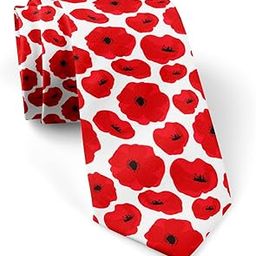 Skinny Slim Fashion Tie for Men Novelty Conversation Chain Tie (Poppy Pattern) See Picture, Large-image-50