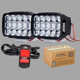 Ortono Original Imported 12V DC Power Waterproof 15 LED Fog Head Lamp, Bar Light Off-Roading Universal For All Motorcycle, Bikes, Scooty (Pack of 2, Free On/Off Switch, White)-20
