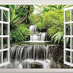 FLFK Artificial Window Wall Stickers - Waterfall Art Window Mural for Wall Decor, Stick and Peel off, 60 x 80 inches, Set of 5 Sheets-image-49
